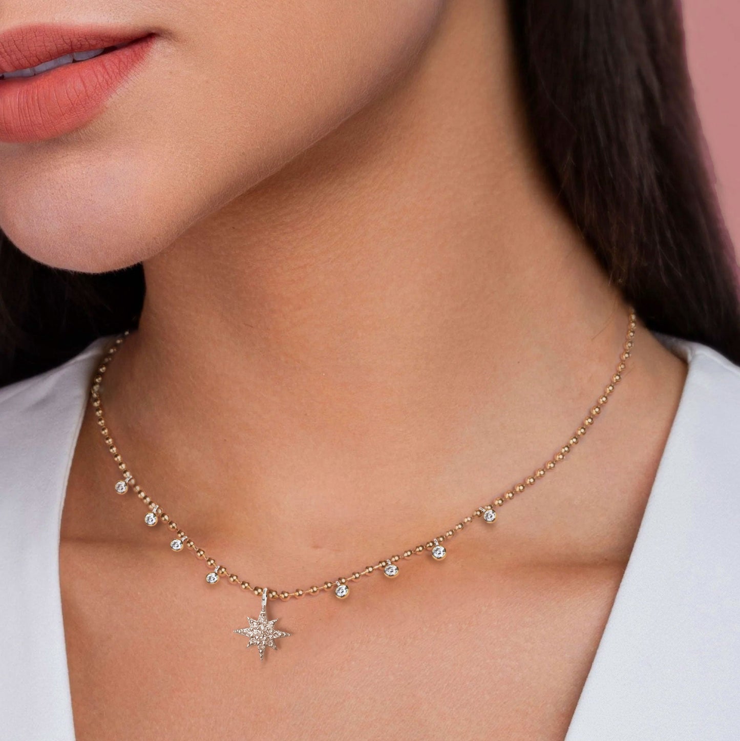 0.30 Karat Kutup Yıldızı Pırlanta Minimalist Kolye KL0000348