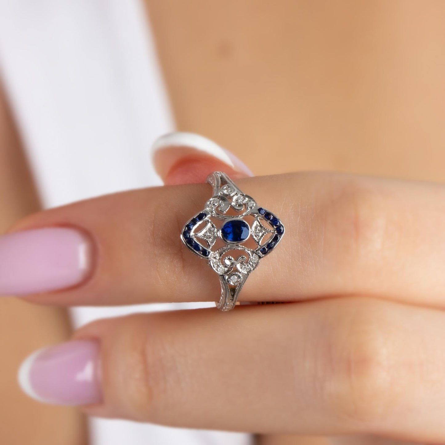 Pırlantalı Safir Fantazi Yüzük OROY005