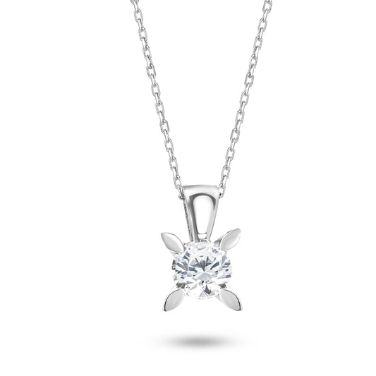 0.27 Karat Pırlanta Tektaş Kolye Badem Tırnak KL0000307