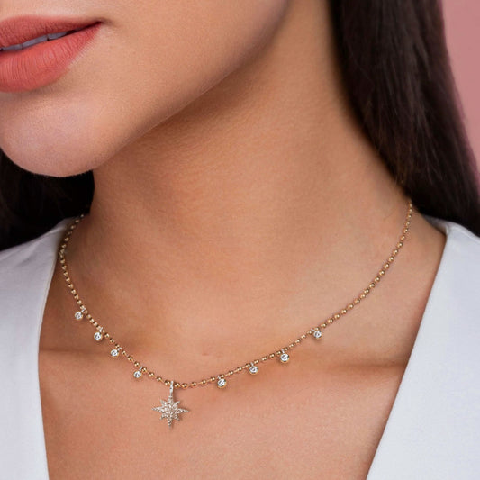 0.30 Karat Kutup Yıldızı Pırlanta Minimalist Kolye KL0000348