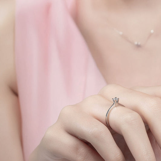 0.10 Karat Pırlanta Tektaş Yüzük Klasik Evlilik Teklifi Yüzüğü